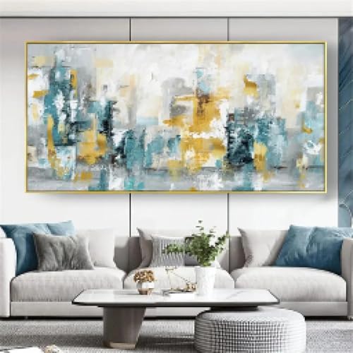 Peinture à l'huile abstraite de luxe en feuille d'or pour sublimer le salon