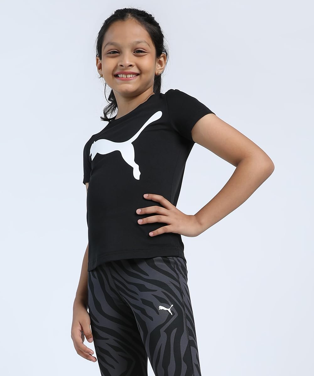 Puma Girl's Solid Classic T-Shirt (58700701_Black 152) - Image 3 thumbnail