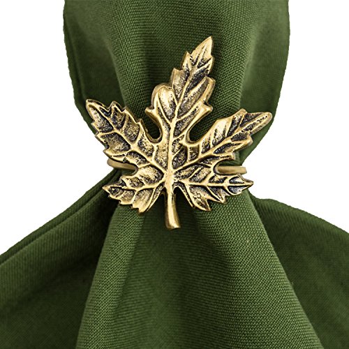 DII Christmas Thanksgiving Holiday Tabletop Décor Collection Decorative Napkin Ring Holder Set, 2.25" Diameter, Gold Maple Leaf, 6 Piece by DII - Image 2