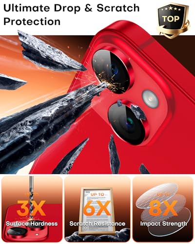 Image of TOCOL Camera Lens Protector for iPhone 14 / iPhone 14 Plus Tempered Glass HD Individual Scratch Resistant Camera Cover Accessories Case Friendly 2 Pack(Red)