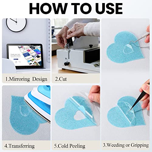 Teling 48 Pcs Glitter Htv Heat Transfer Vinyl Bundle 10 X 12 Inch Iron On Vinyl Bundle 48 Assorted Colors Glitter Easy Cutting Heat Press 3D Vinyl Bundle For Diy T-Shirt, Clothes Bags And Shoe #TOP3
