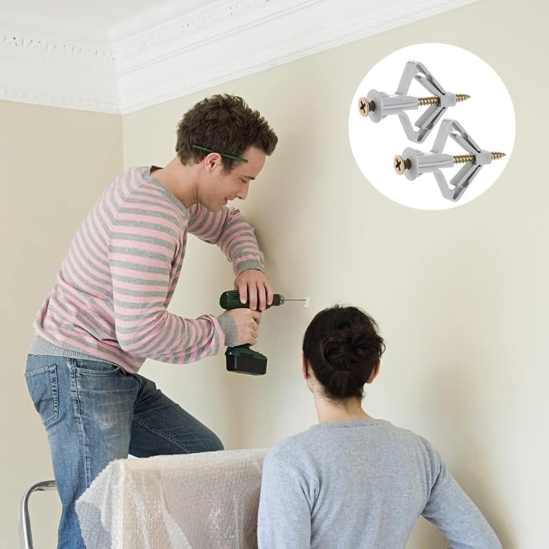 Lilianos Heavy Plasterboard Rawl Plugs & Screws Set Metal Fixings for Hollow Walls