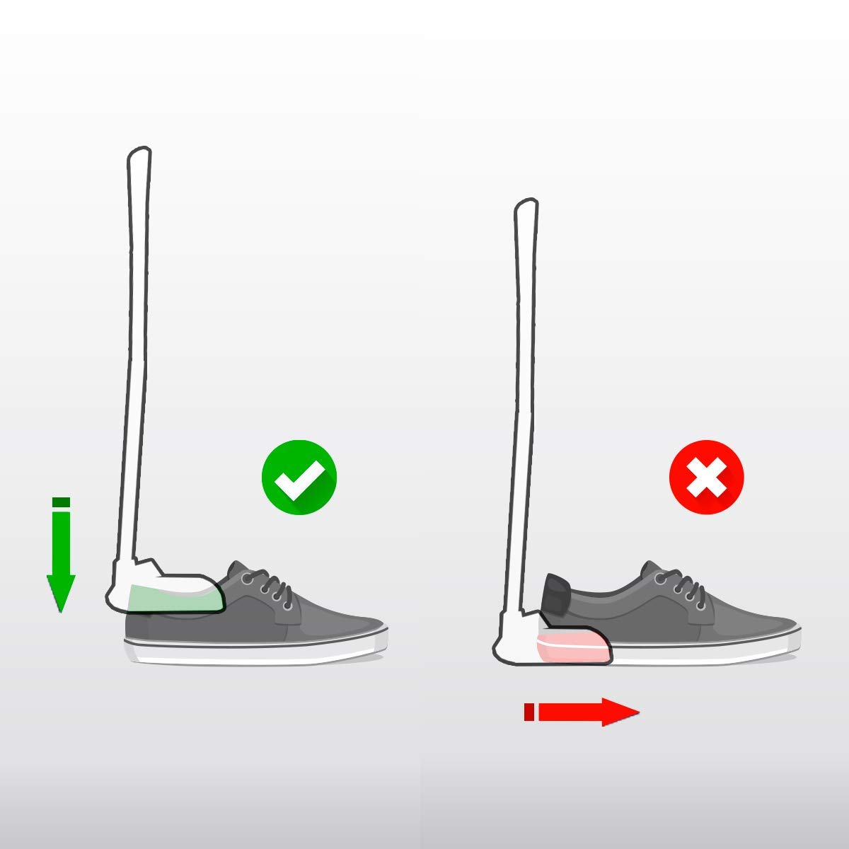 KMINA Calzador de Zapatos Largo 76 cm (2 en 1), Descarzador, Ayuda para Vestirse Ancianos, Personas Mayores, Blanco