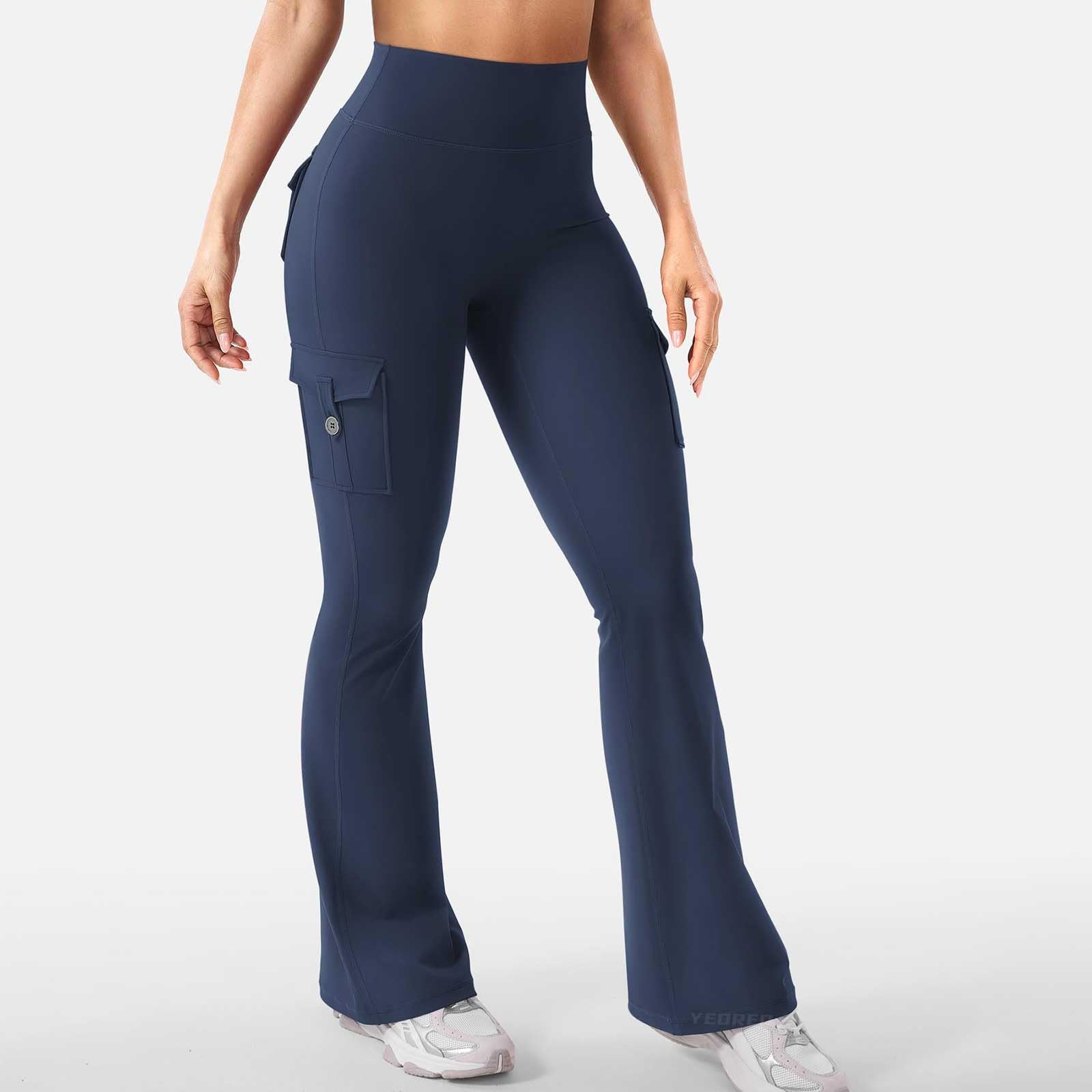 Leggings cargo da donna con tasche, pantaloni da yoga, invisibili, leggings