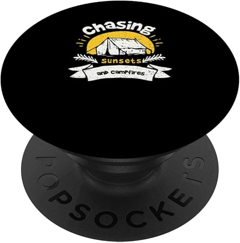 Miniatura 1 de Sundown Pursuits Chasing Sunsets and Campfires - Camping PopSockets Standard PopGrip