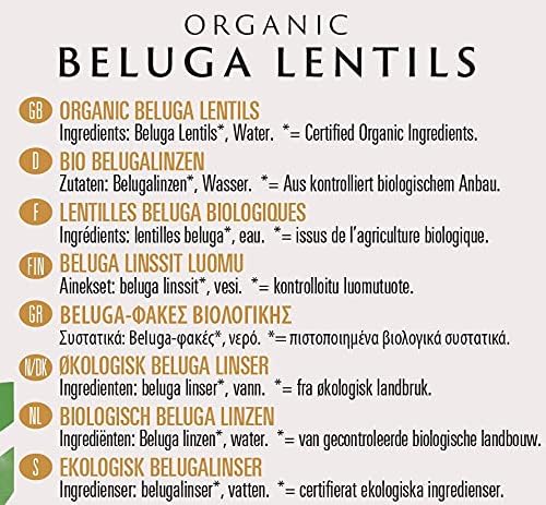 Biona Organic Canned Black Beluga Lentils 400g (Pack of 6)