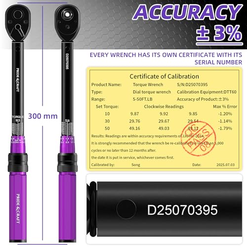 Clé dynamométrique 3/8 PRIDE&CRAFT 5-50 lbf.ft de haute précision violette - 4