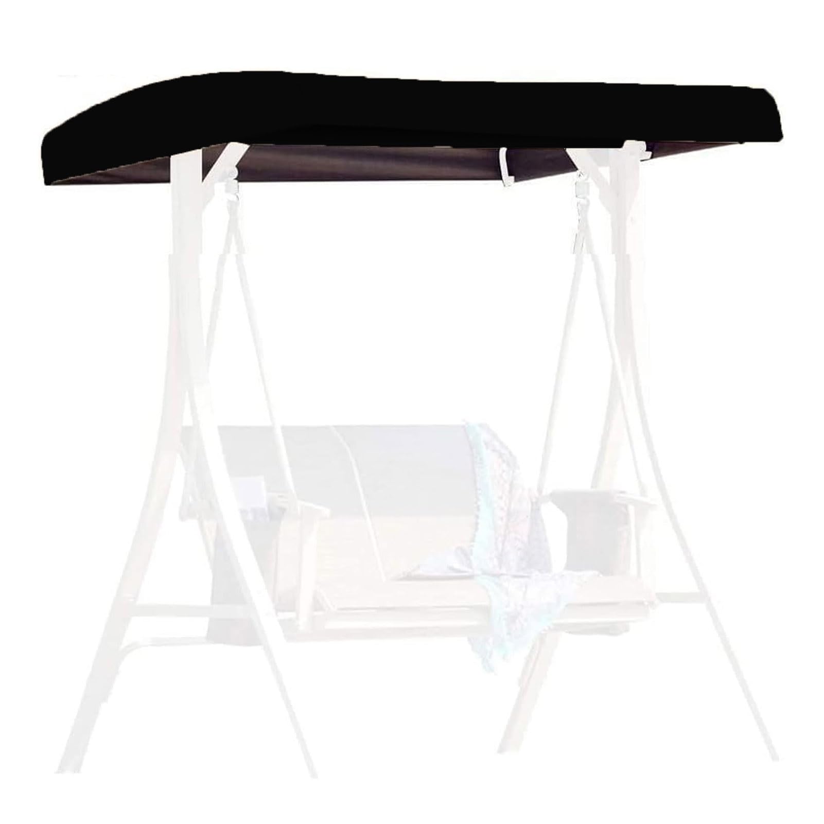 DFANCE Patio Swing Top Cover, Replacement Canopy for 2/3 Seater Garden Hammock, Waterproof & Sun Protection, Black, 210D: 191 * 120 * 18/23cm