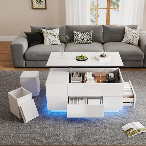 Mesa de centro 4 en 1 regulable con LED