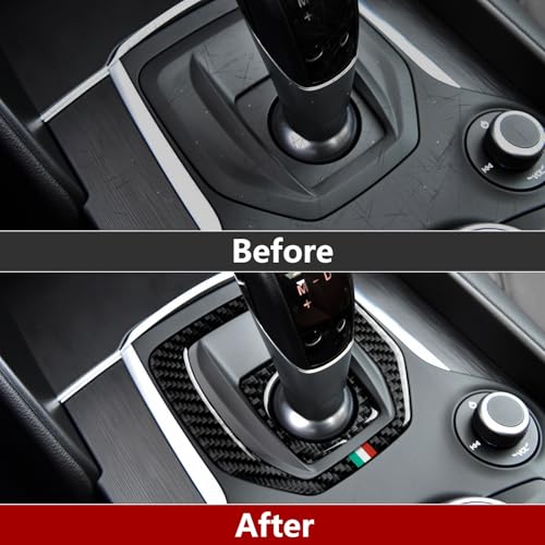 Image of Car Gear Shift Trim Center Console Panel Cover Sticker Carbon Fiber Decal fits for Alfa Romeo Giulia 952 Stelvio 949 2016 2017 2018 2019 Accessories