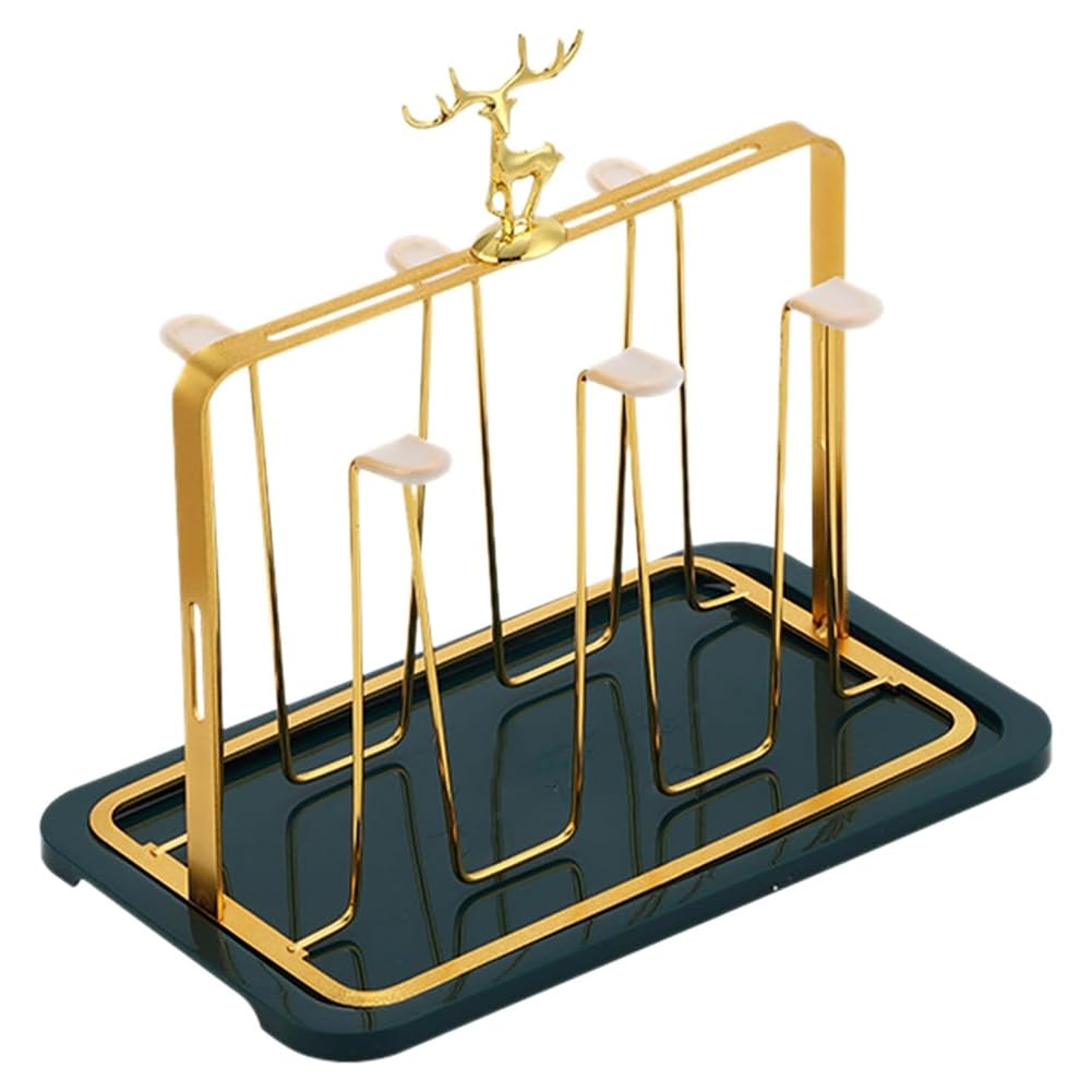 CTRLZS Dining Room Organization Drainer Stand,Glass Cup Holder Drainage Functional Designs Gold