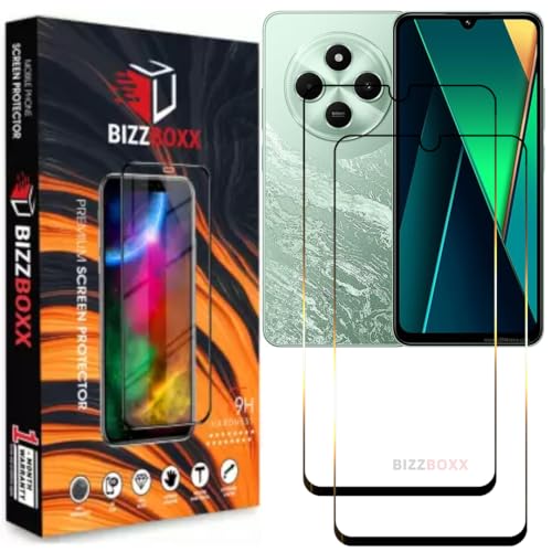 Image of Compatible With POCO C75 5G Tempered Glass Screen Protector Guard With Precise Edges - High Definition, Shatterproof, Easy Install, Anti-Fingerprint Screen Guard (POCO C75) - Pack of 2