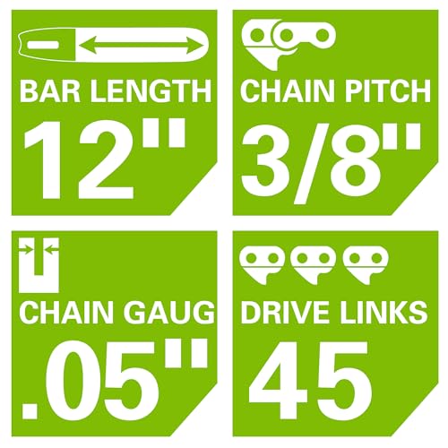 Image of Greenworks 12 inch Bar and Chain Combo, 3 /8 inch Pitch, .05 inch Gauge, 45 DL, Genuine Greenworks Replacement Part