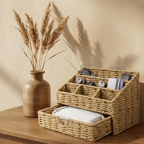 Trieur à compartiments pour magazines en rotin panier rangement bureau maison - 5
