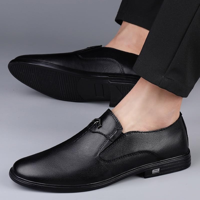 Men's Patent Leather Business Working Oxford Shoes Fashion Slip-On Classic Formal Dress Shoes Mens Retro Comfortable Tuxedo Pointed Toe Dress Shoes3