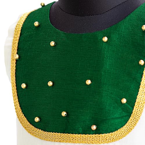 Stanwells Kids Dress for Girls Embroidery Knee Length Traditional Applique Kerala Ethnic Frock for Baby Girls Zipper Beautiful Sleeveless Birthday Dress for Girls Cream & Green (2-3 Years) - Image 4 thumbnail