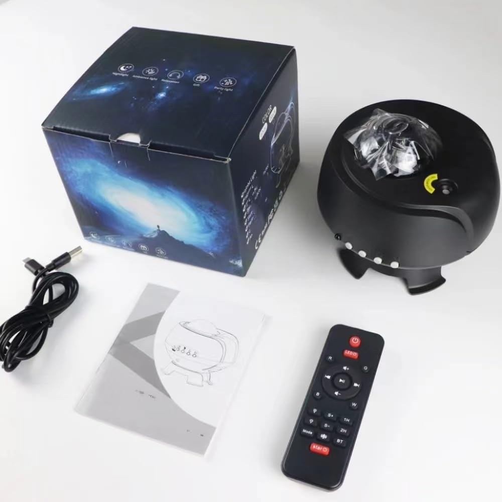 Proyector LED de cielo estrellado Aurora, luz nocturna, proyector de galaxia, altavoz de música Bluetooth, lámpara de proyector de cielo estrellado nebulosa, decoración de la habitación del hogar ( Co