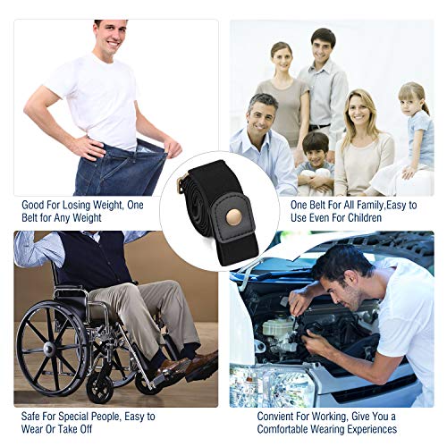 Image of No Buckle Stretch No Show Belt for Men 1.38 inches Wide, Buckless Invisible Elastic Belt for Jeans Pants by WHIPPY