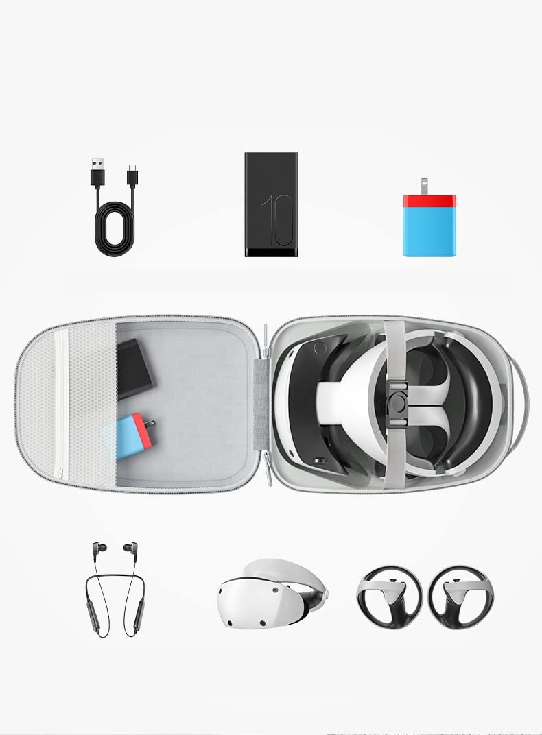 VR Estuche de Transporte Caja de Viaje para PSVR2, VR Auriculares Y Controlador Bolsa de Almacenamiento Bolso Protector Portátil, VR Accesorios Caso (Gris)