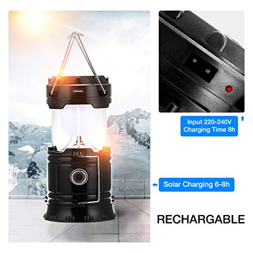Fulighture Pack of 2 Camping Lanterns Solar Rechargeable LED Lamp IP66 Waterproof - Image 4