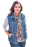 Woman Within Women's Plus Size Stretch Denim Vest - 26 W, Medium Stonewash Blue