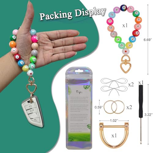 Doflamingo Billiard Bracelet Keychain for Women Cute 8 Ball Wristlet Accessories For Car Fob Key Holder Wrist Lanyard4