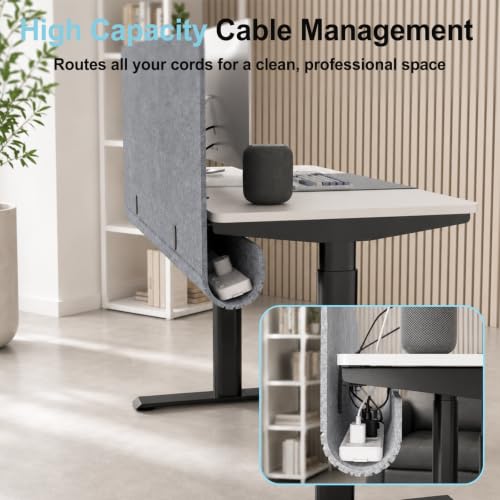 Image of Desk Privacy Panel with Wire Management, 47.2 x 22.5 inch Sound Absorbing Felt Cubicle Desk Divider with Hidden Cord Organizer, Clamp or Screw Mount, Acoustic Partition for Office & Home