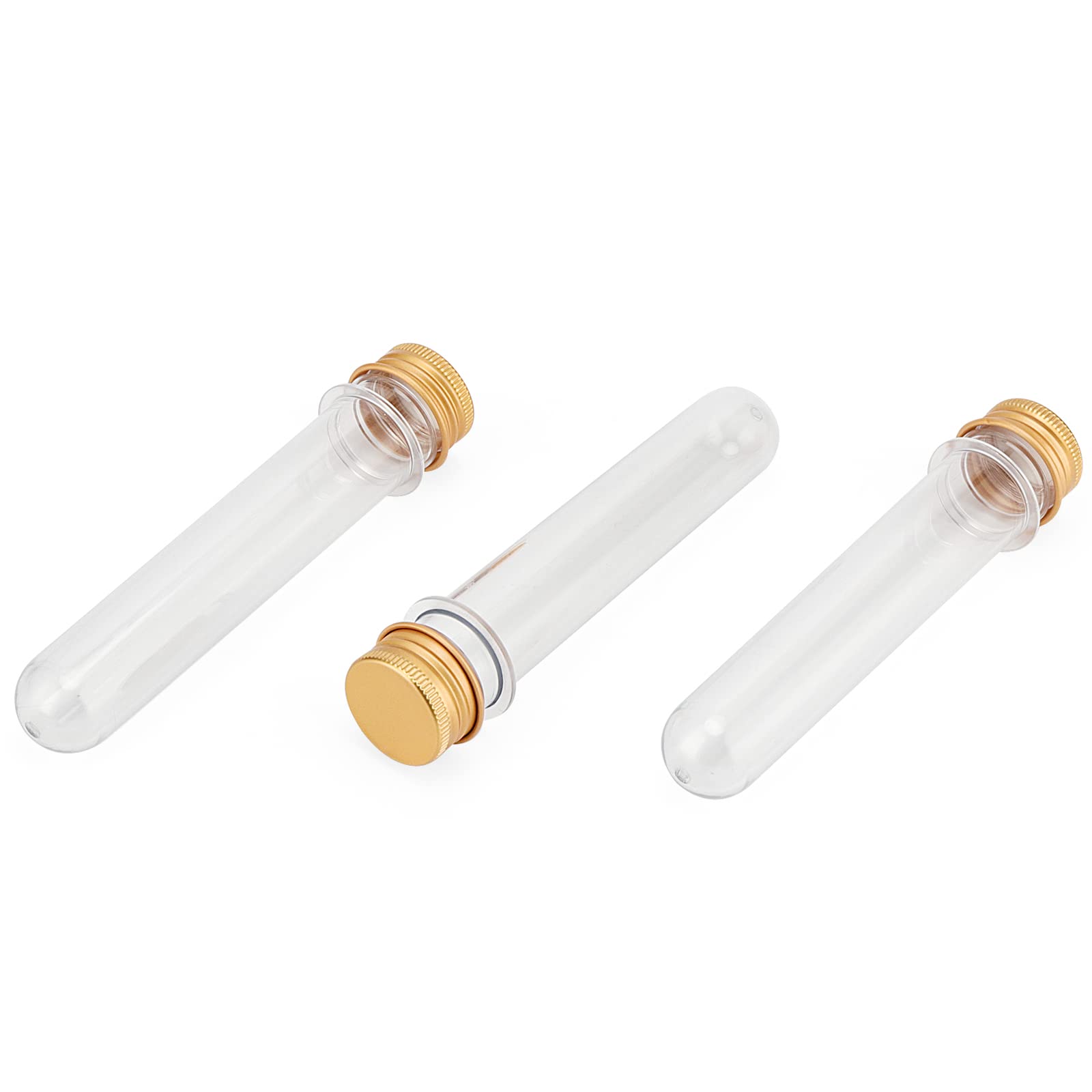 LEXININ 60 provette trasparenti da 40 ml, provette in plastica trasparente con tappi a vite dorati, tubi di plastica per decorazioni artigianali e matrimoni