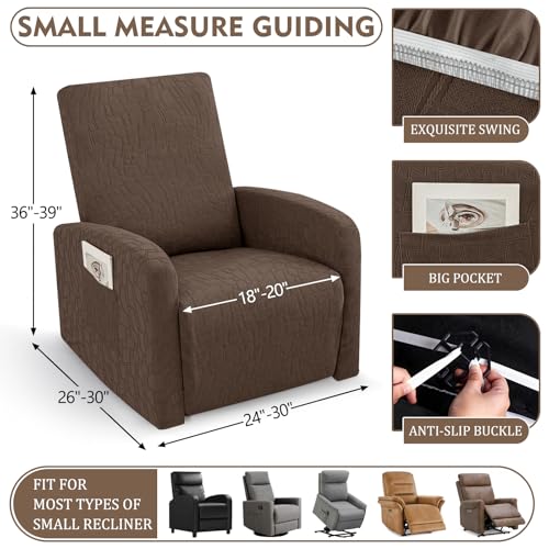 Image of ZNSAYOTX 100% Waterproof Recliner Chair Covers, 3-Piece Stretch Fit Recliner Slipcovers with Buckle & Elastic Band for Lazy Boy, Stay in Place, Soft Plaid Jacquard Protector (Small, Brown)