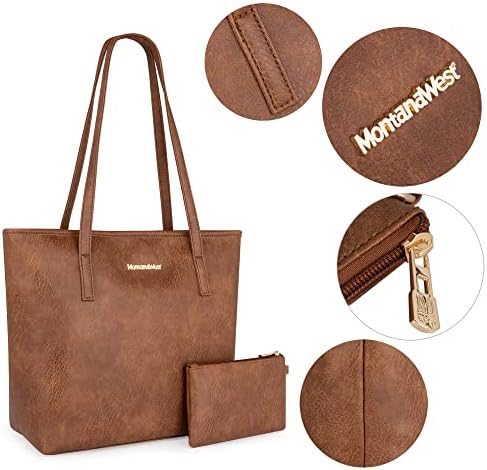 Borsa Tote Trapuntata Montana West In Pelle Vegana, Con Tracolla E Tasche, Colore Earthen - 3
