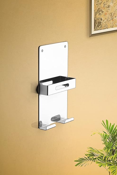 Stainless Steel Mobile Holder Wall Mount Mobile Holder, Wall Mobile Charging Holder Wall Holder for Phone Charging Stand with Holder for Mobile(Pack...