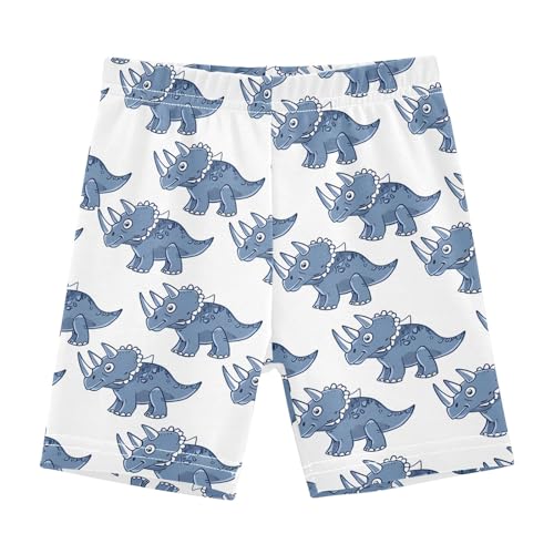 Cartoon Triceratops Pattern Girls Shorts Elastic Waist Sports Shorts Girls Leggings Pants for 4-10 Years