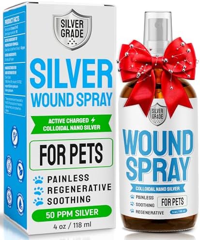 SILVER GRADE Wound Spray for Pets – Colloidal Silver Wound Care for Dogs & Cats – Helps with Skin Irritation, Hot Spots, Rashes, Scratching, Itch, Bites & Burns – Use a Dog Cone – 4 oz