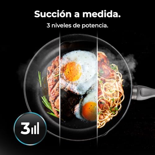 Cecotec Quadratische Insel-Dunstabzugshaube 38 cm Bolero Flux Ict 388000 Black A++. Schwarze Optik, Saugleistung 800 m³/h, 210-W-Motor, Elektronische Steuerung, Beleuchtung, Kohlefilter