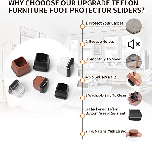 Chair Leg Covers, 16PCS Small Black Silicone Chair Leg Floor Protectors - Image 4