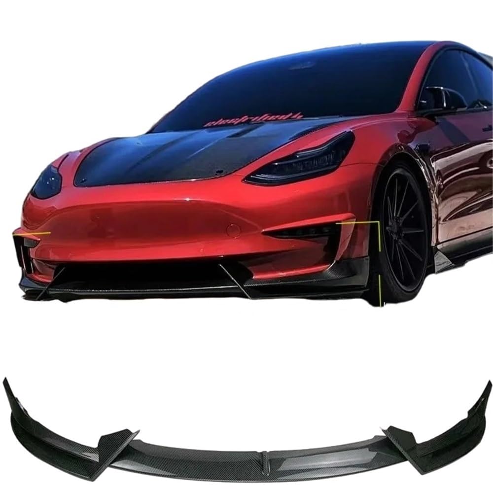 Przedni zderzak samochodowy wargi kompatybilny z Tesla Model 3 Model Y 2017-2025 podbródek dyfuzor Body Kit Spoiler deflektor akcesoria do tuningu części samochodowe(M3 Glossy CarbonLook)