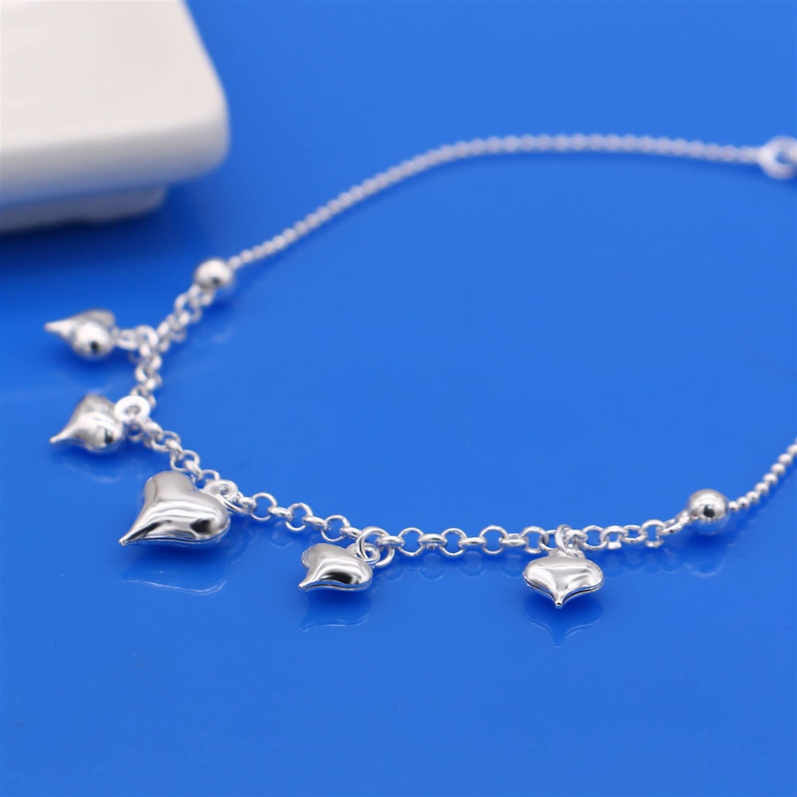 Fußkettchen/Fußkettchen Herz Fußkettchen Sommer Strand Barfuß Sandalen Zubehör Damen 925 Sterling Silber Fußkettchen Armband Fußschmuck Fußkettchen