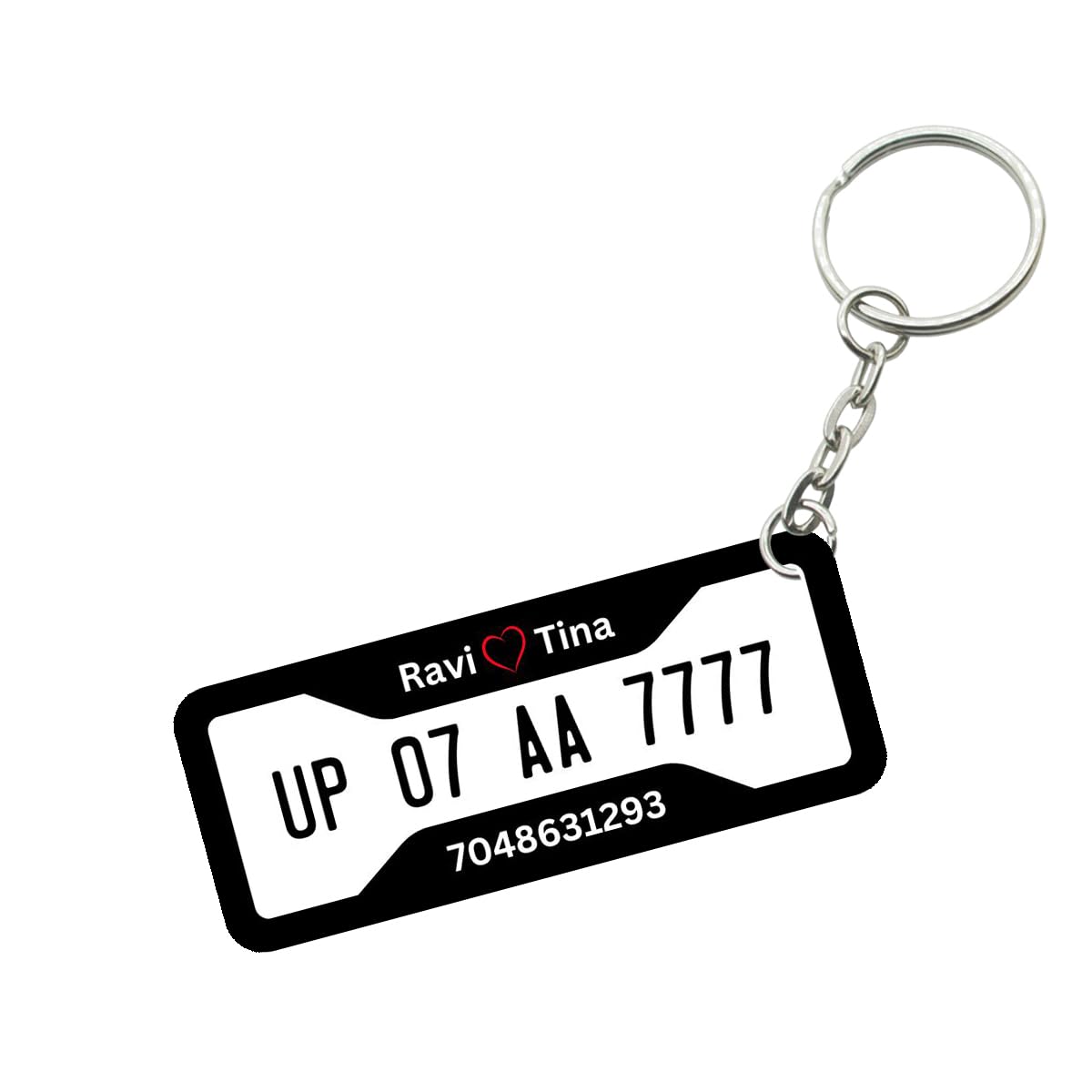 TULOSTA Customized Number Plate Keychain for Bikes and Cars Personalized Printed Gift Long Size printed, Black, Wood