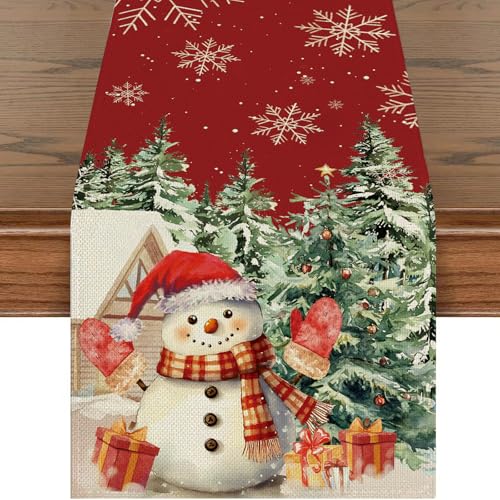 Tarklanda Schneemann Schneeflocke Weihnachten Tischläufer,...