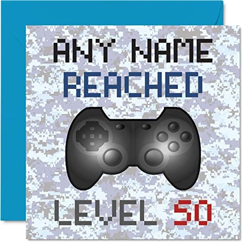 Personalised 12th Gamer Birthday Card - Reached Level 12 - Custom Boys Birthday Cards, Kids Games Age 12 Twelve Twelfth Personalise Greeting Cards, Video Game Gaming Son Nephew 145mm x 145mm