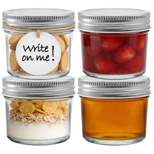 PureRoot 4 oz Small Mason Jars Mini Glass Jars with Lids 4 Pack
