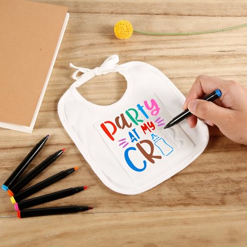 PEUTIER 47pcs DIY Baby for Bibs Decorating Kit, Including 15pcs White Baby for Bibs to Decorate, 22pcs Stencils for Painting, 10pcs Fabric Markers, Blank Design, Shower Game by PEUTIER - Used condition - Image 3
