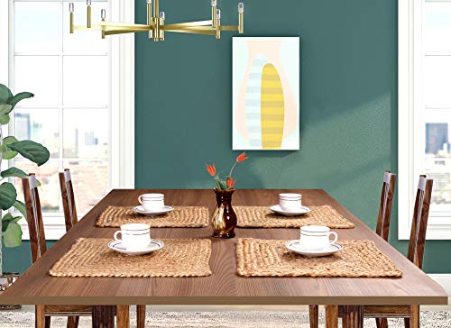 Image of GLAMBURG Jute Braided Placemats Set of 4 Reversible, 100% Jute, Nonslip 14x14 Square Farmhouse Vintage Jute Placemats for Dining Table, Perfect for Indoor Outdoor, Natural