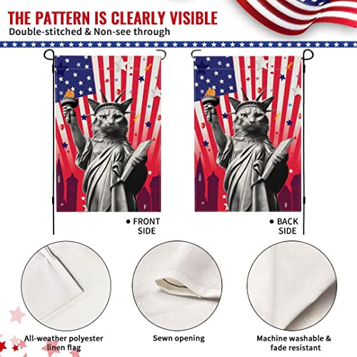 Cat Independence Day Decorations 12X18 Inch Statue Of Liberty Garden Flags 4Th Of July Banner Yard Flag Patriotic Flag For Outdoor Double Sided American Flag Wall Decor #TOP1