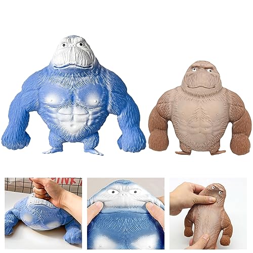 2 Pezzi Gorilla Giocattolo Antistress (16*17cm) e (9*8)Gorilla Antistress Giocattoli Scimmia Allungabile Gorilla Della Scimmia del Lattice, Giocattolo Sensoriale Antistress e Ansia