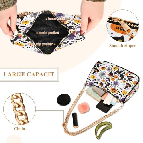 Magical Halloween Shoulder Bag for Women, Handbag with Chain Strap, Soft Purse Tote Bag for Ladies4