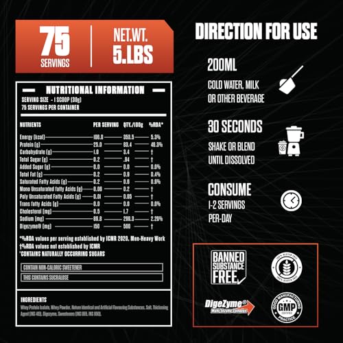 Image of The Isolation Pure Whey Isolate With Digestive Enzymes | 25g Protein | 5.6g BCAAs | 150mg Digestive Enzyme | Zero Added Sugar | Whey Isolate (2.27 Kg, Ice Cream)