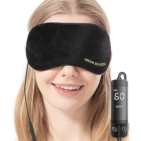 Aroma Season Heated Eye Mask, Warm Eye Compress for Dry Eyes MGD Stye Blephartitis Sinus Migraine, Graphene Heating Element with Natural Lavender Pack (Black) Cover