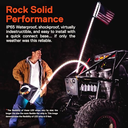 Online Led Store WHP123 True Mods 3Ft Spiral Rgb Led Whip Light For Utv Atv [Rf Wireless Remote] Usa Flag Waterproof Led Lighted Whip Cb Antenna Pole Stick thumb #3