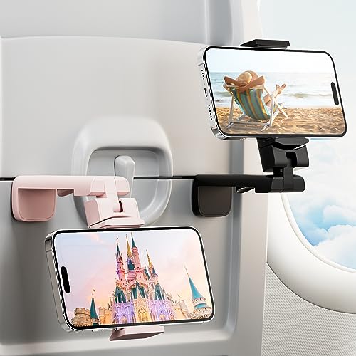Image of 2 Pack Universal Airplane Phone Stand Holder, Klearlook 360 Degree Rotation Travel Essentials Phone Mount for Desk, Handsfree Flexible Travel Accessories for Flying, Valentines Day Gift for Couple
